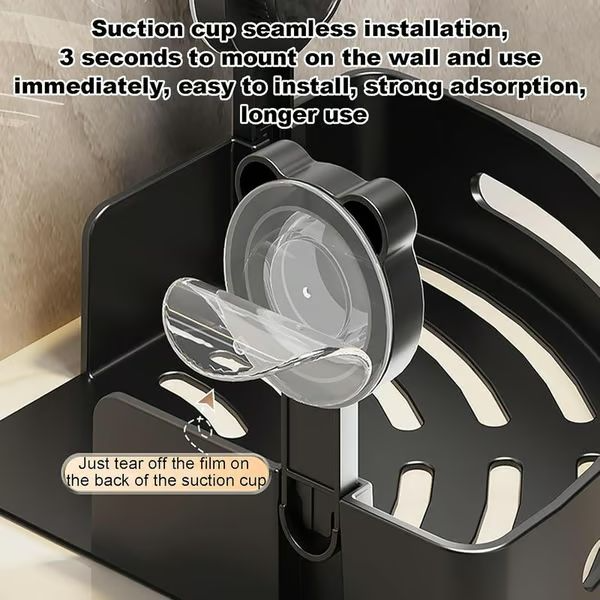 ABS Triangular Suction Cup Hook Toiletries Storage Rack