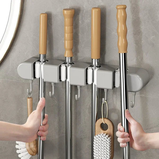 Wall Mounted Holder for Mop, Broom, Kitchen, Garden