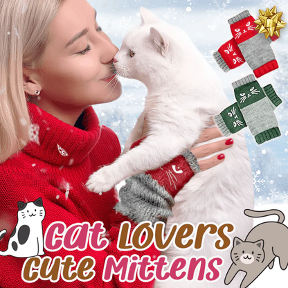 Meow Winter Cute Fingerless Mittens