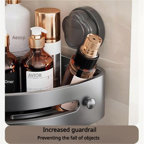 ABS Triangular Suction Cup Hook Toiletries Storage Rack