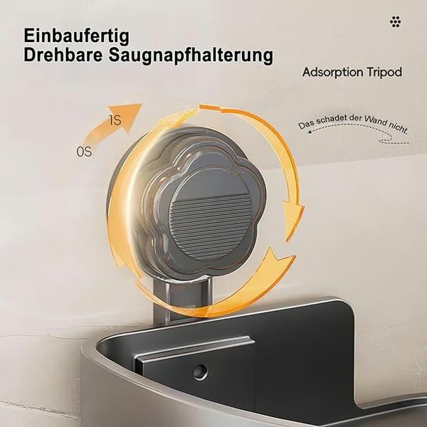 ABS Triangular Suction Cup Hook Toiletries Storage Rack